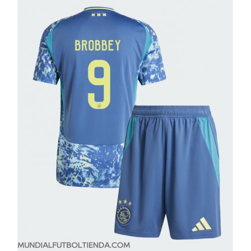 Camiseta Ajax Brian Brobbey #9 Segunda Equipación Replica 2024-25 para niños mangas cortas (+ Pantalones cortos)